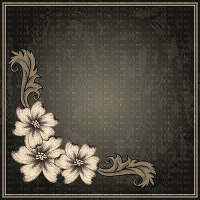 minou-frame-flower-beige - 無料png