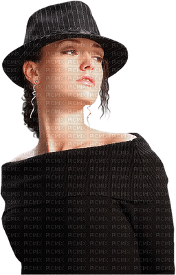 minou-woman in black-hat - фрее пнг