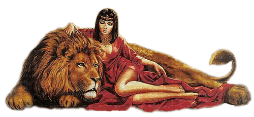 fantasy  woman with lion  by nataliplus - png ฟรี