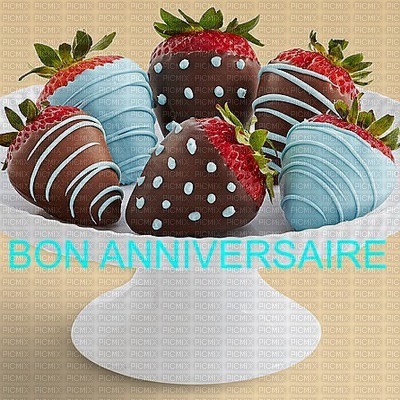 image encre bon anniversaire des fraises fête diplôme  edited by me - png ฟรี