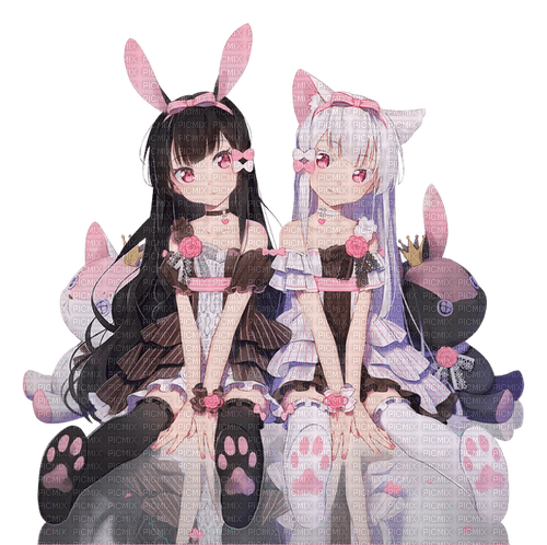 two cute girls >:D - 免费PNG