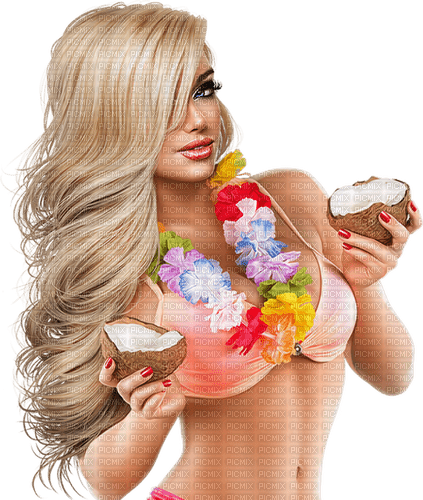 Woman. Coconut. Tropical. Summer. Leila - Free PNG
