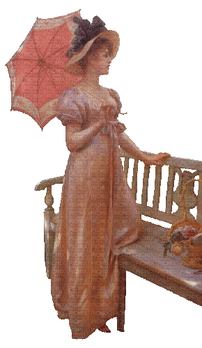 Vintage Woman and Bench - Bezmaksas animēts GIF