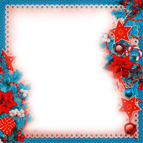 Christmas.Frame.Blue.Red - KittyKatLuv65 - Free PNG