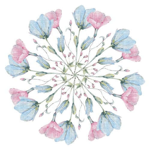 kikkapink deco pink blue flowers vintage - безплатен png