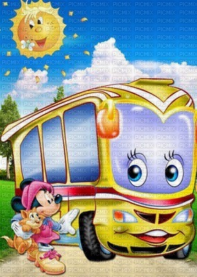 multicolore image encre bon anniversaire couleur effet Minnie  Disney autobus fantaisie paysage soleil edited by me - фрее пнг