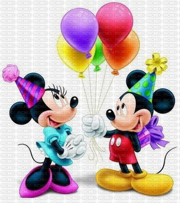 image encre couleur texture Minnie Mickey Disney anniversaire effet ballons edited by me - 無料png