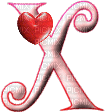 Kaz_Creations Alphabets With Heart Pink Colours Letter X - GIF animé gratuit