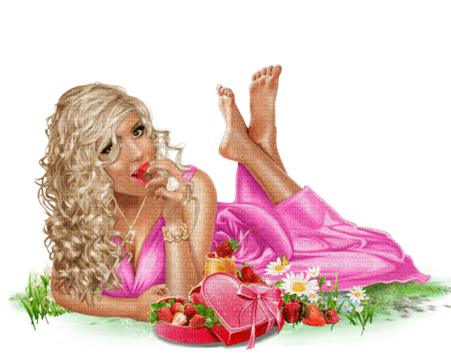 Woman. Strawberry. Drink. Summer. Leila - Free PNG