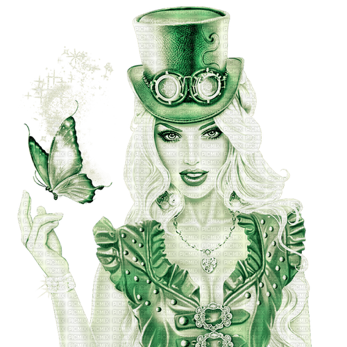 SM3 STEAMPUNK GREEN FEMALE SPRING - Free PNG