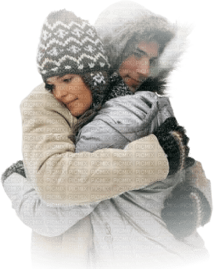 loly33 couple hiver - PNG gratuit