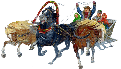 Sleigh Horse People Winter - Bogusia - безплатен png