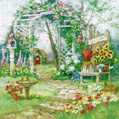 soave background animated vintage garden gate - Δωρεάν κινούμενο GIF