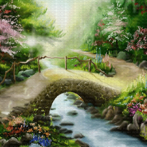 spring garden bridge animated - Ücretsiz animasyonlu GIF