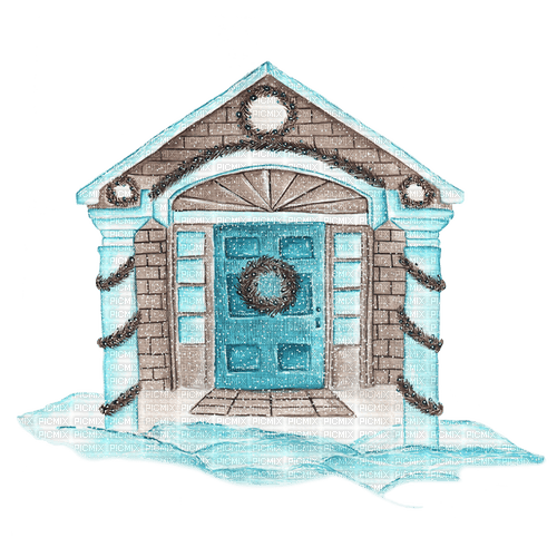 sm3 winter house snow cold image blue - безплатен png
