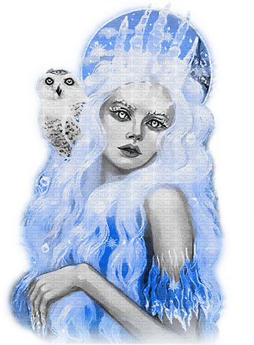 soave woman winter fantasy owl queen  black - PNG gratuit