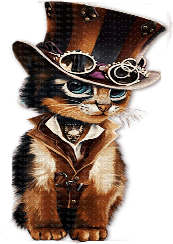 soave animals steampunk cat brown - 無料png