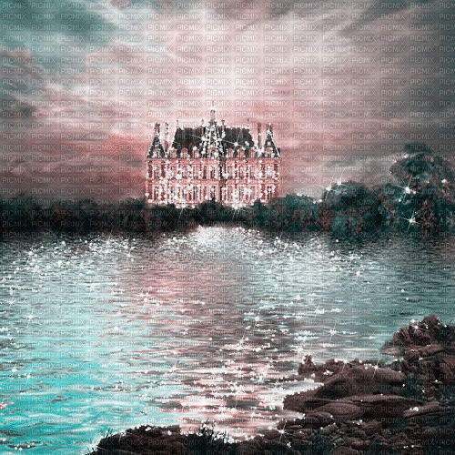dolceluna fantasy background castle animated pink - Δωρεάν κινούμενο GIF