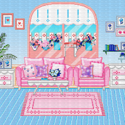 Pixel Living Room - Animovaný GIF zadarmo