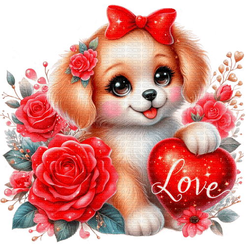 st. Valentine dog by nataliplus - Free PNG