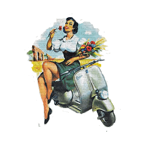 woman with motor scooter bp - png gratis