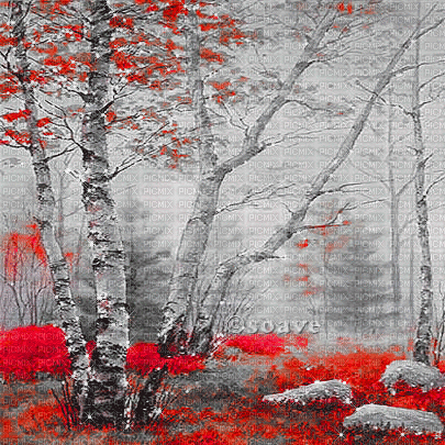 soave background animated autumn forest painting - Gratis animeret GIF