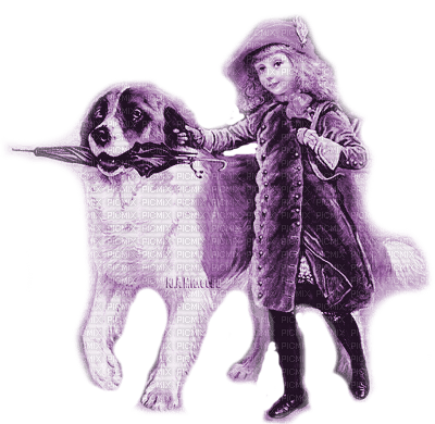 Y.A.M._Winter children dog purple - 免费PNG