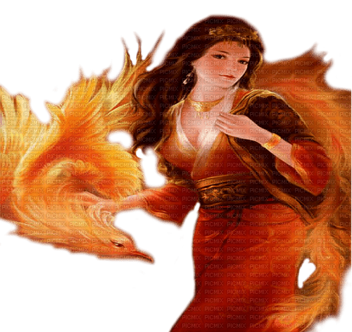 fantasy  woman  with phoenix  by nataliplus - фрее пнг