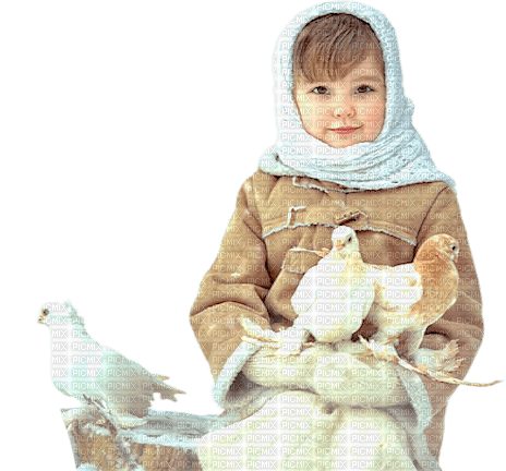 Little girl with pigeons - zdarma png