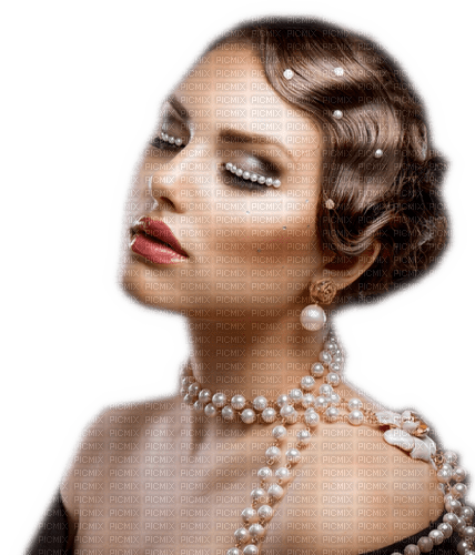 Rena Woman Lady Pearls Vintage - zdarma png