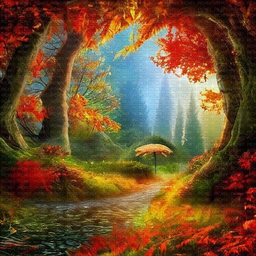 kikkapink autumn fantasy background forest - ingyenes png