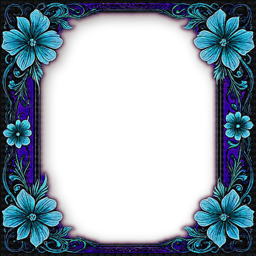 ♡§m3§♡ hard blue gothic frame flowers - gratis png