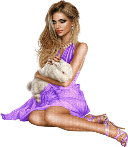 Woman with her rabbit. Easter. Spring. Leila - bezmaksas png