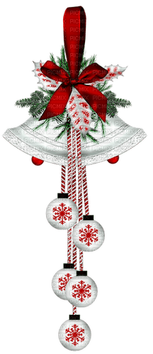 Bells.Ornaments.Green.Silver.Red - png ฟรี