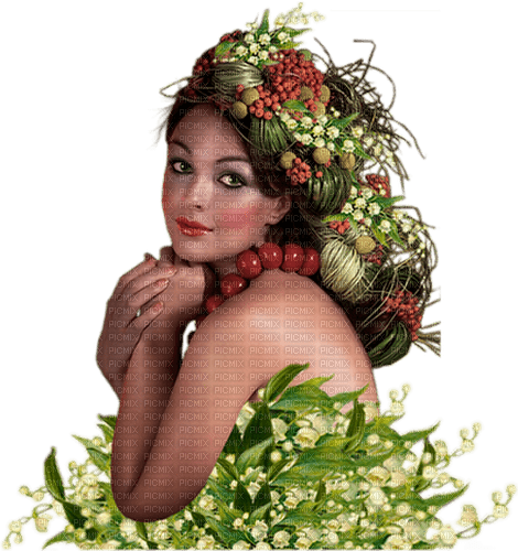 Woman with flowers. Leila - PNG gratuit
