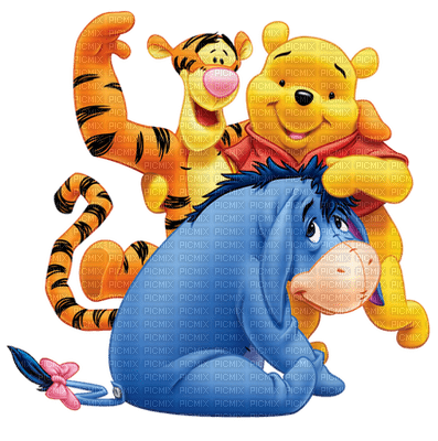 image encre bon anniversaire Pooh Eeyore tiger couleur effet Disney edited by me - png gratis