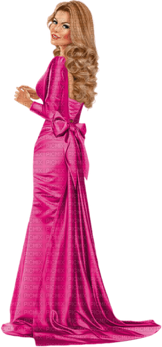 Woman Femme Evening Gown Pink - PNG gratuit
