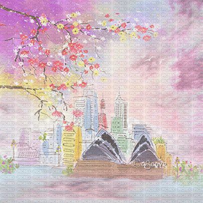 soave background animated spring city vintage - GIF animé gratuit