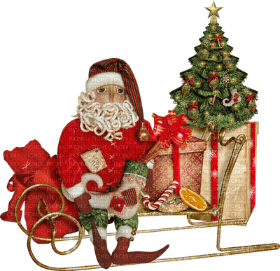 Kaz_Creations Christmas Deco Santa Claus On Sleigh - 無料png