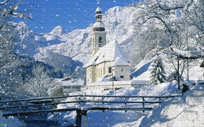 winter hiver house hut maison fond gif noel snow neige - Безплатен анимиран GIF
