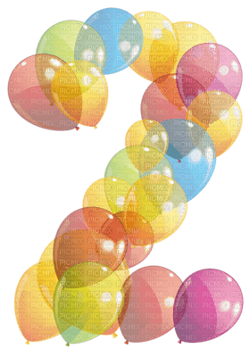 image encre numéro 2 ballons bon anniversaire edited by me - gratis png