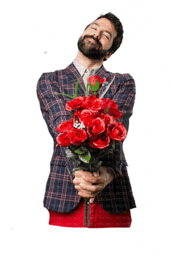 мужчина с цветами - zdarma png