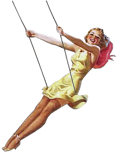 Woman on swing in the summer - δωρεάν png