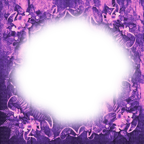 Flowers.Frame.Pink.Purple - By KittyKatLuv65 - ücretsiz png