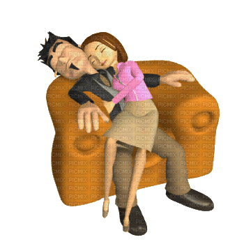 couple paar man homme mann men    femme woman frau  tube human person gif anime animated animation room furniture armchair fauteuil - GIF animé gratuit