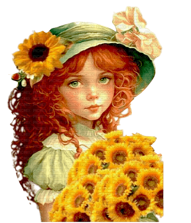 Sunflowers Girl - nemokama png