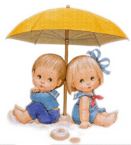 Kinder, Strand, Sonnenschirm - png gratis