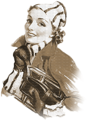 soave woman vintage winter sepia - Free PNG