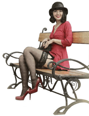 Kaz_Creations Woman Femme Sitting Bench - PNG gratuit