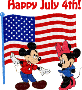 Happy 4th Of July Mickey Mouse & Minne Mouse - Бесплатный анимированный гифка